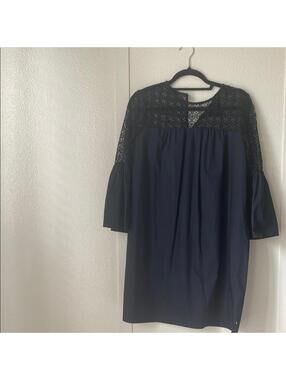 Who What Wear Size M Black Lace Dress Bell Sleeves 3/4 Sleeve Shift